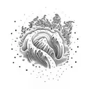 volcano with waves tattoo design idea