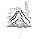 volcano with waves tattoo design idea