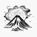 volcano with waves tattoo design idea