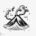 volcano with waves tattoo design idea