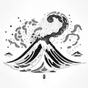 volcano with waves tattoo design idea