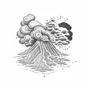 volcano with clouds  tattoo design idea