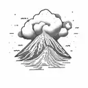volcano with clouds  tattoo design idea