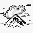 volcano with clouds tattoo design idea