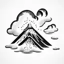 volcano with clouds tattoo design idea