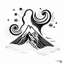 volcano with waves tattoo design idea