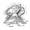 volcano explosion with clouds tattoo design idea