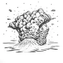 volcano explosion with clouds tattoo design idea