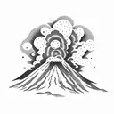 volcano explosion with clouds tattoo design idea