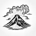 volcano with clouds tattoo design idea