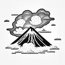 volcano with clouds tattoo design idea