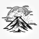 volcano with clouds tattoo design idea