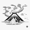 volcano with waves tattoo design idea