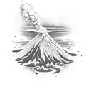 volcano with ocean tattoo design idea