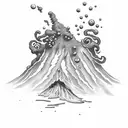 volcano with ocean tattoo design idea