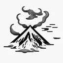 volcano with clouds tattoo design idea