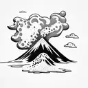 volcano with clouds tattoo design idea