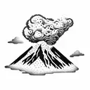 volcano explosion with clouds tattoo design idea