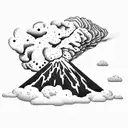 volcano explosion with clouds tattoo design idea