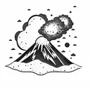 volcano explosion with clouds tattoo design idea
