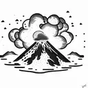 volcano with clouds tattoo design idea