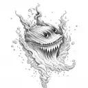 volcano with ocean tattoo design idea