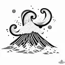 volcano with waves tattoo design idea