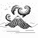 volcano with waves tattoo design idea