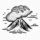 volcano with clouds tattoo design idea