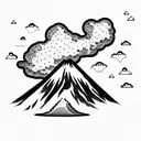 volcano with clouds tattoo design idea