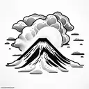 volcano with clouds tattoo design idea
