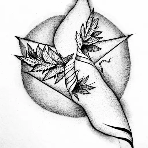 birch fire marihuana space tattoo design idea
