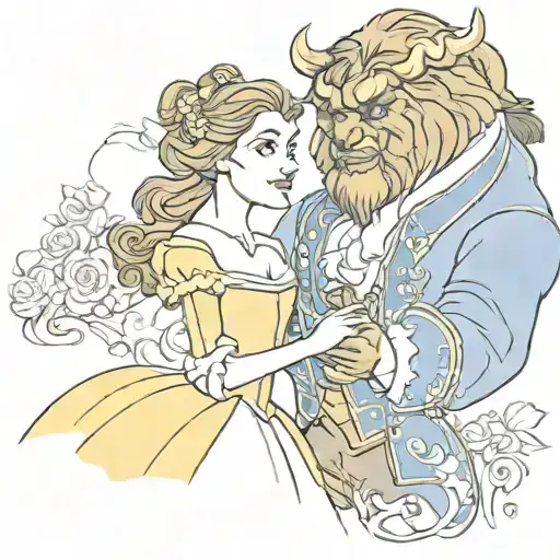 beauty and the beast tattoo design idea