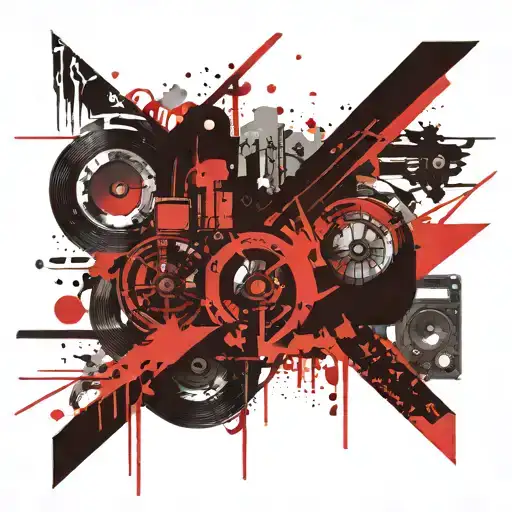 hard techno music tattoo design idea