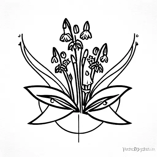 sacred hoop of life with daisies, gladiolus, and Lily of the valley flowers tattoo design idea