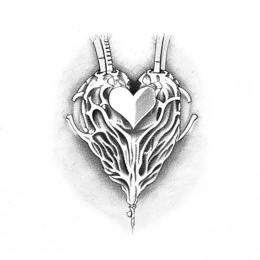ribcage heart emo small tattoo design idea