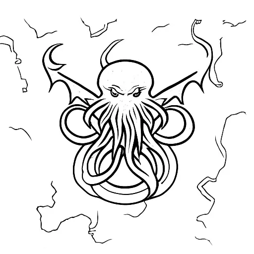 cthulhu black and grey tattoo design idea