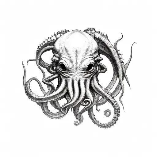 cthulhu black and grey tattoo design idea
