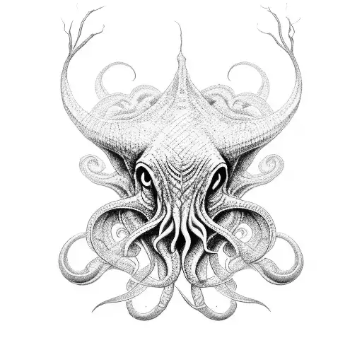 cthulhu black and grey tattoo design idea
