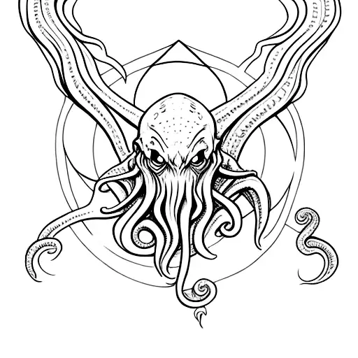 cthulhu black and grey tattoo design idea