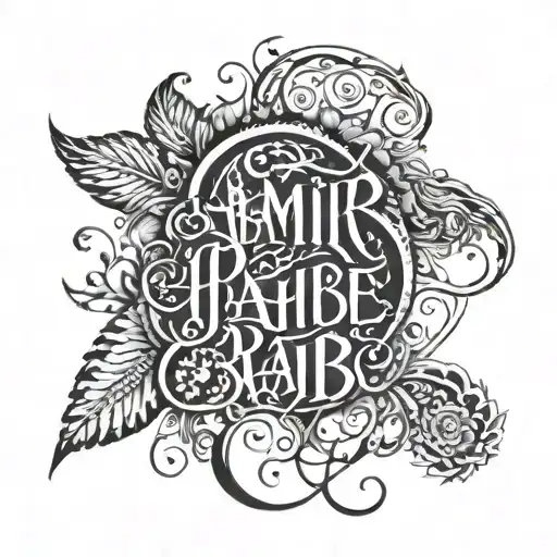 three names writen "Amir and Raha and Hasibe" tattoo design idea