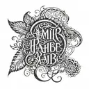 three names writen "Amir and Raha and Hasibe" tattoo design idea