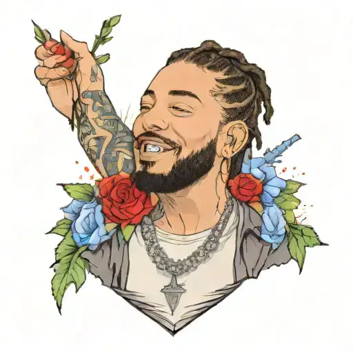 create a simple tattoo of the album cover "feeling Whitney" by post malone tattoo design idea