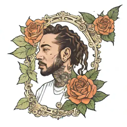 create a simple tattoo from album cover "feeling Whitney" by post malone tattoo design idea