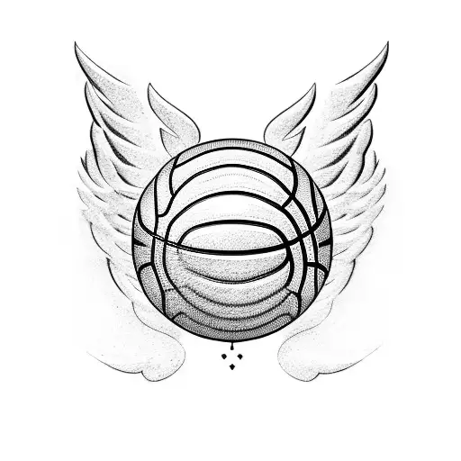 A basketball with wings and a crown tattoo design idea