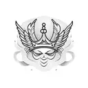 A basketball with wings and a crown tattoo design idea