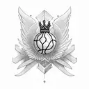 A basketball with wings and a crown tattoo design idea