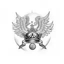 A basketball with wings and a crown tattoo design idea