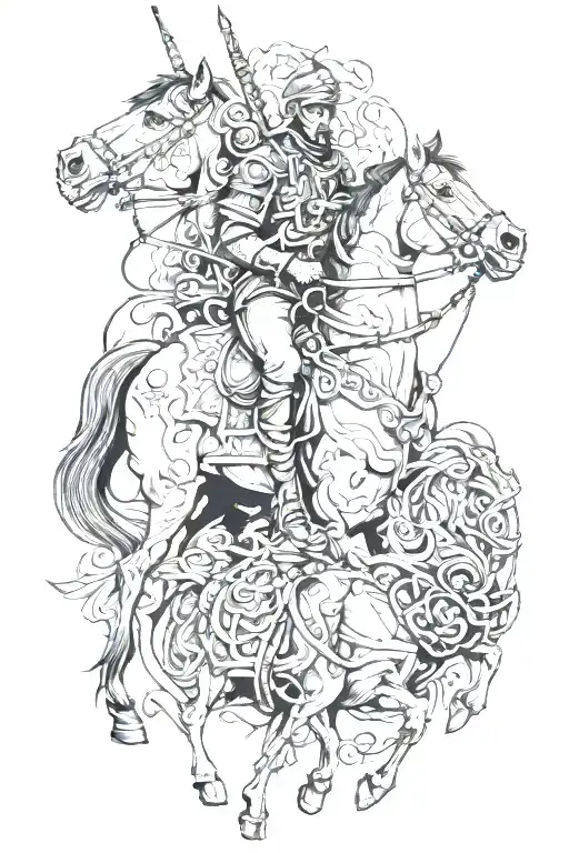 4 Horsemens: conquest, war, famine, death tattoo design idea