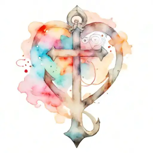 cross anchor heart tattoo design idea